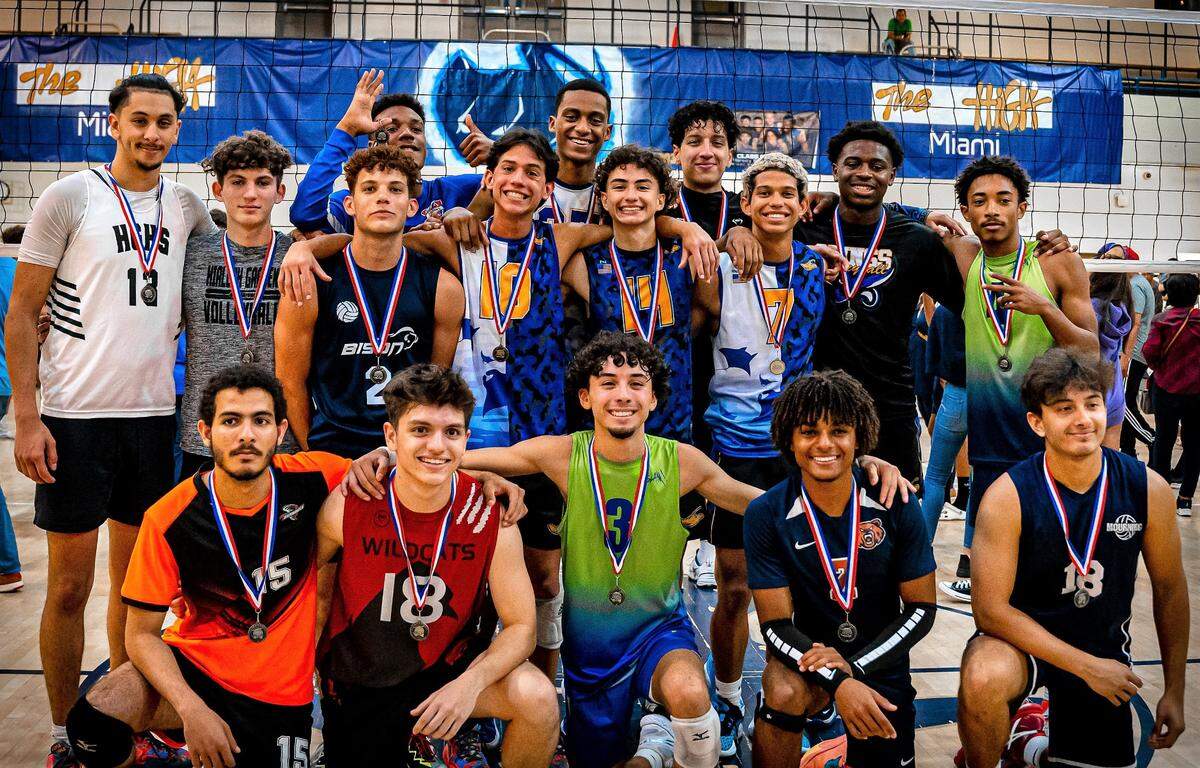 The North all-star team at the annual Miami Dade Boys’ Volleyball All-Star Game at Miami High.