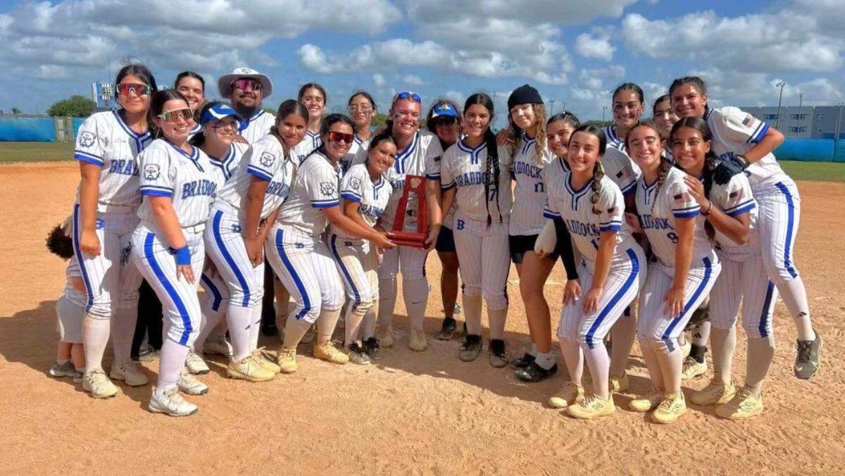 The district champion Braddock softball team.