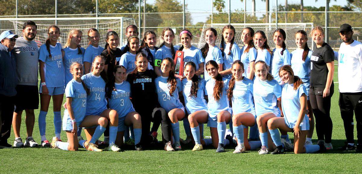 The district champion Lourdes girls’ soccer team.