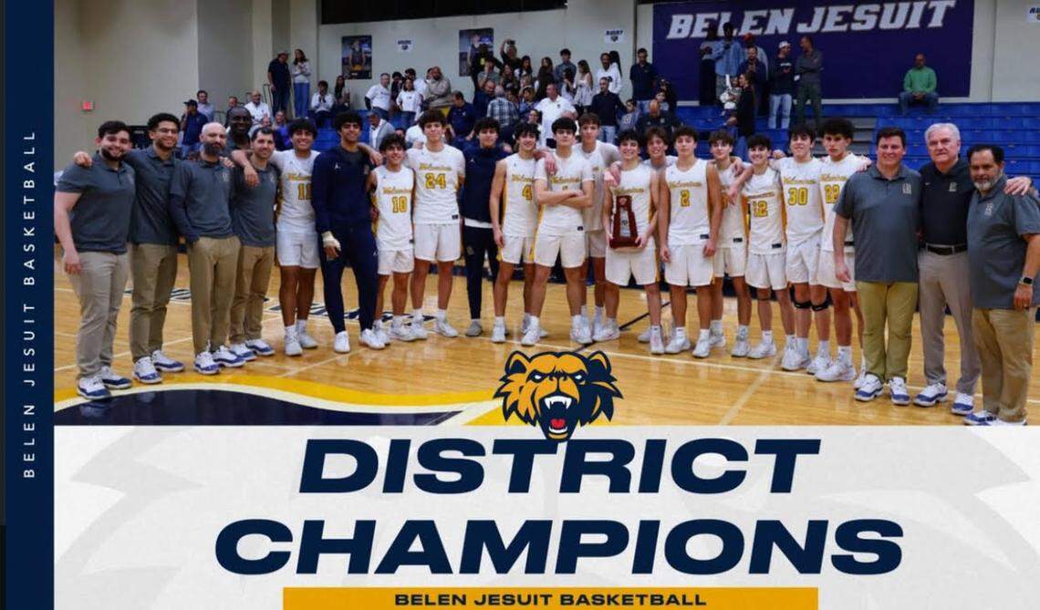 The district champion Belen Jesuit boys’ basketball team.