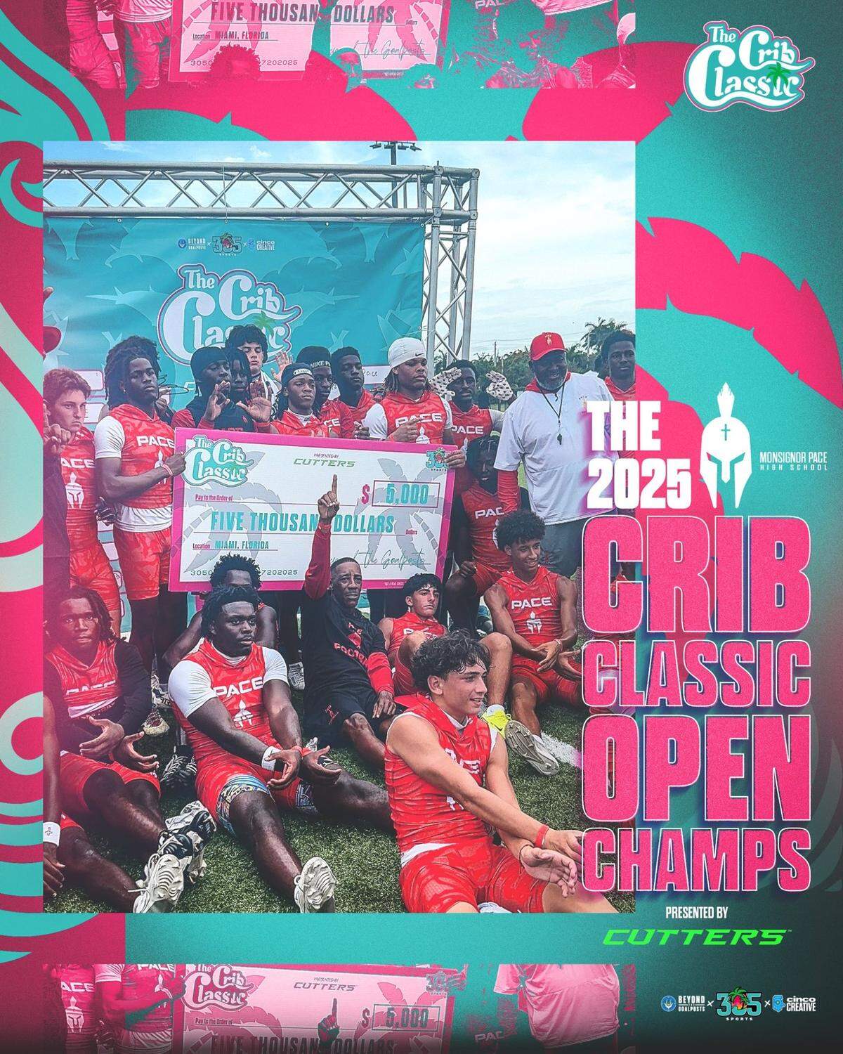 Monsignor Pace won the Crib Classic Open, a 7-on-7 football tournament under the 305 Sports banner, at Somerset Academy Charter in Homestead.