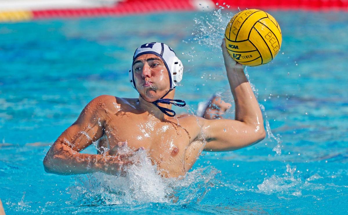 Sebastian Piedra (4) attempts to score on Dr. Phillips High School in the Boys Florida High School Water Polo State Championships at Belen Jesuit Preparatory School in Miami, Florida on Saturday, April 20, 2024.