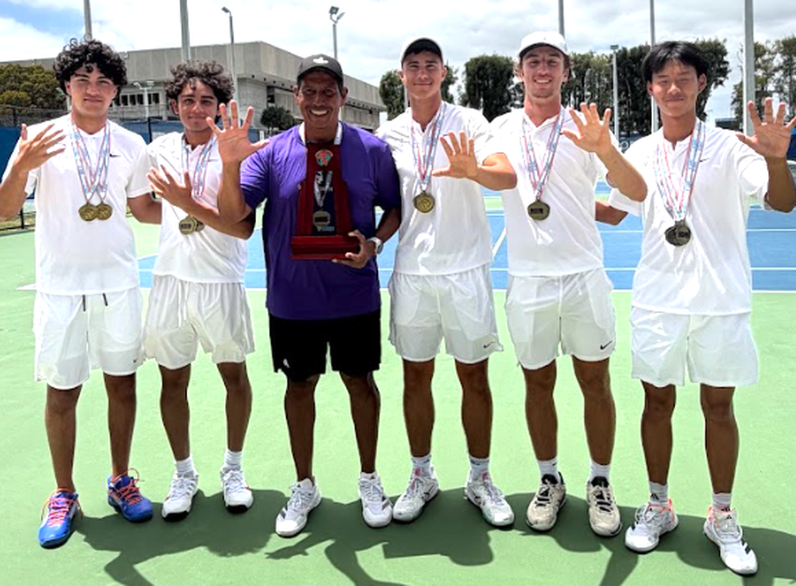 The district champion True North boys’ tennis team.