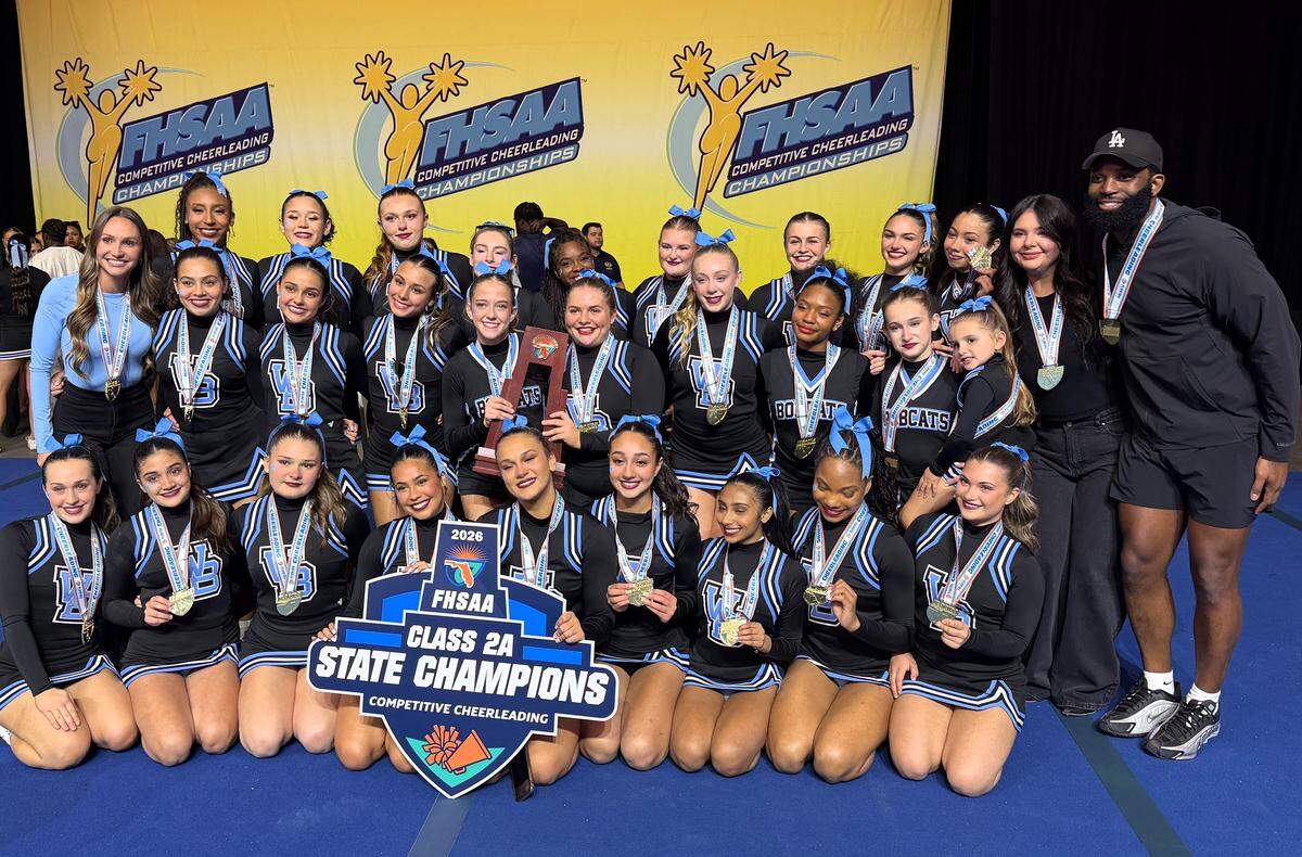 The state and region champion West Broward competitive cheerleading team.