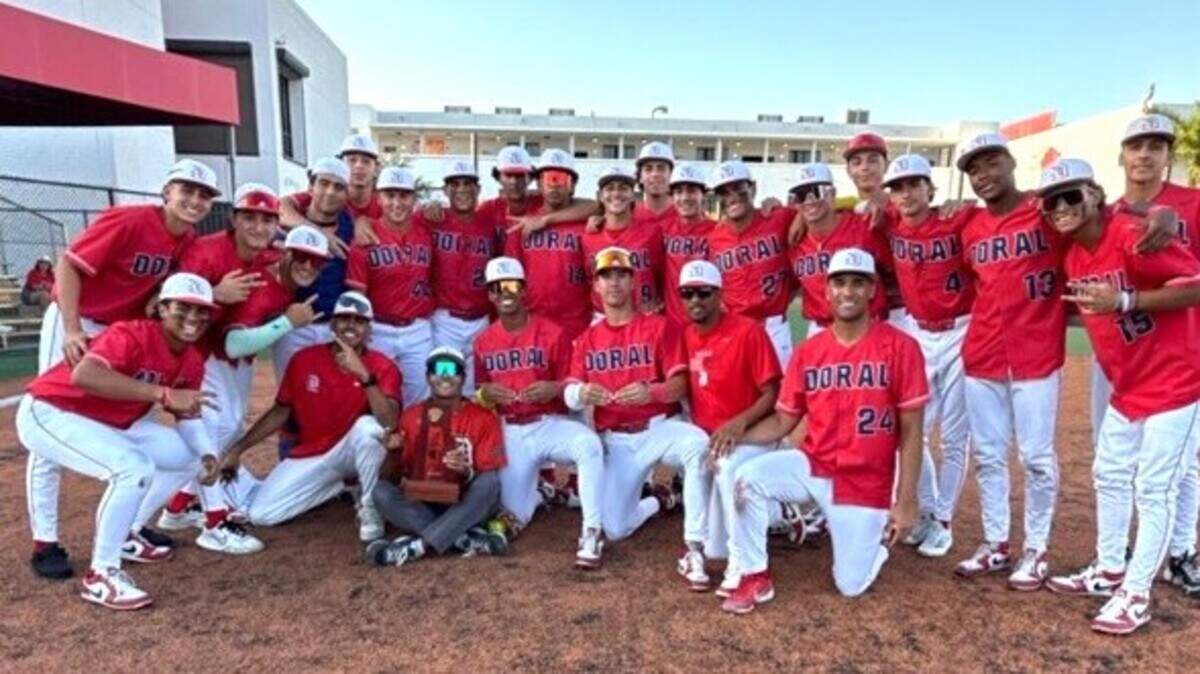 The district champion Doral Academy baseball team.