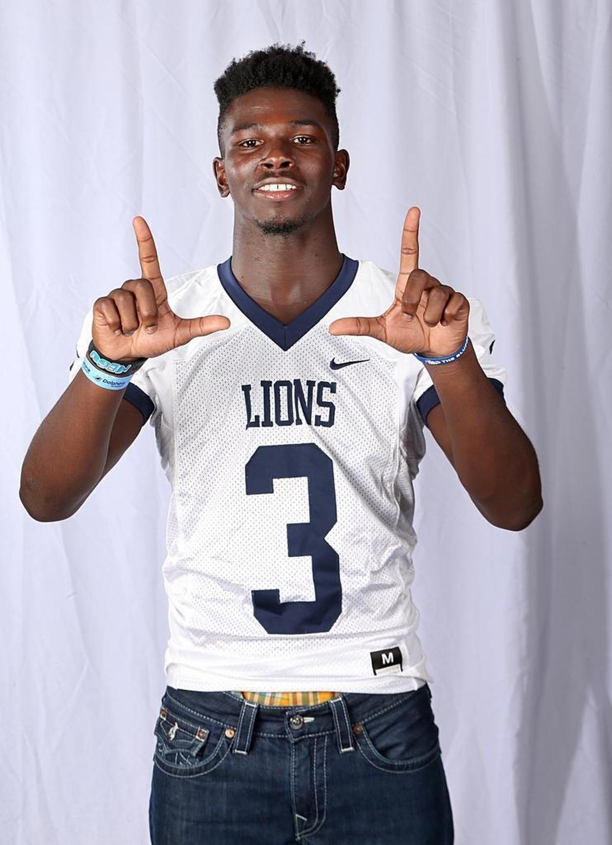 Receiver Xavier Williams from Chaminade-Madonna School during High School Football Media Day at Hard Rock Stadium in Miami Gardens, on Saturday, August 05, 2017.