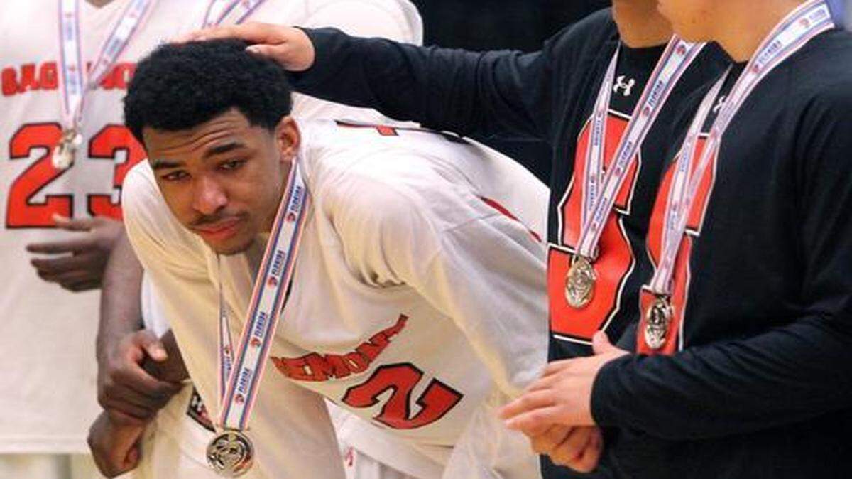 
Sagemont’s Tyler Polley reacts after losing to Jacksonville Providence in the Class 3A boys’ basketball championship game Thursday, Feb. 26, 2015 in Lakeland, Fla. 
