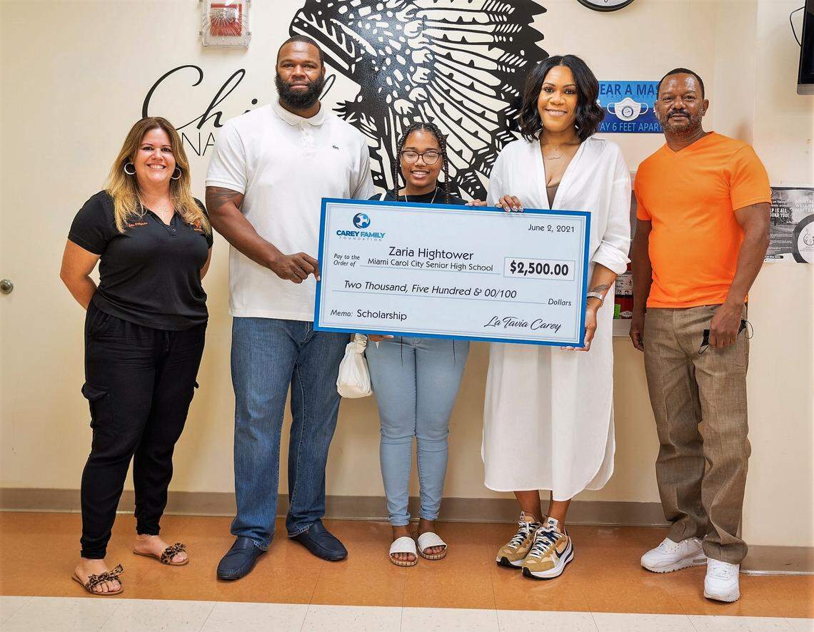 Zaria Hightower of Miami Carol City Senior High School earned a scholarship through The Carey Family Foundation.