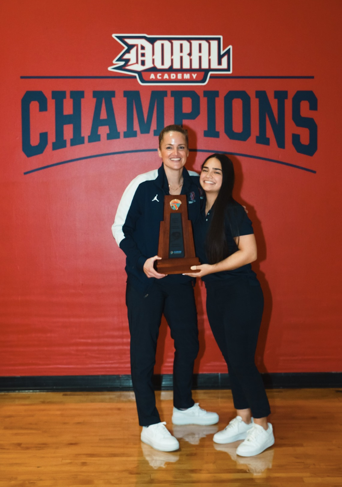 Doral Academy basketball coaches Allison Bustamante (left) and Daniela Barrios have new roles. Bustamante is the new women’s basketball coach at Barry University, while Barrios replaces Bustamante as head coach at Doral.