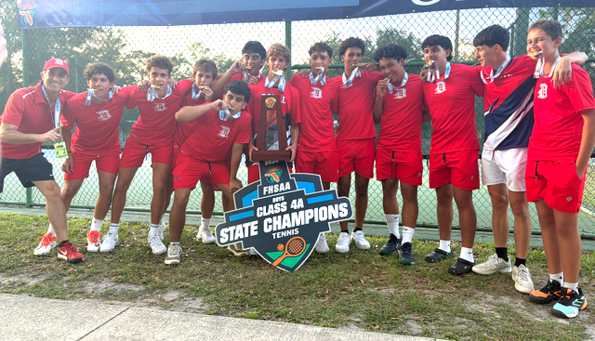 The state champion Doral Academy boys’ tennis team.