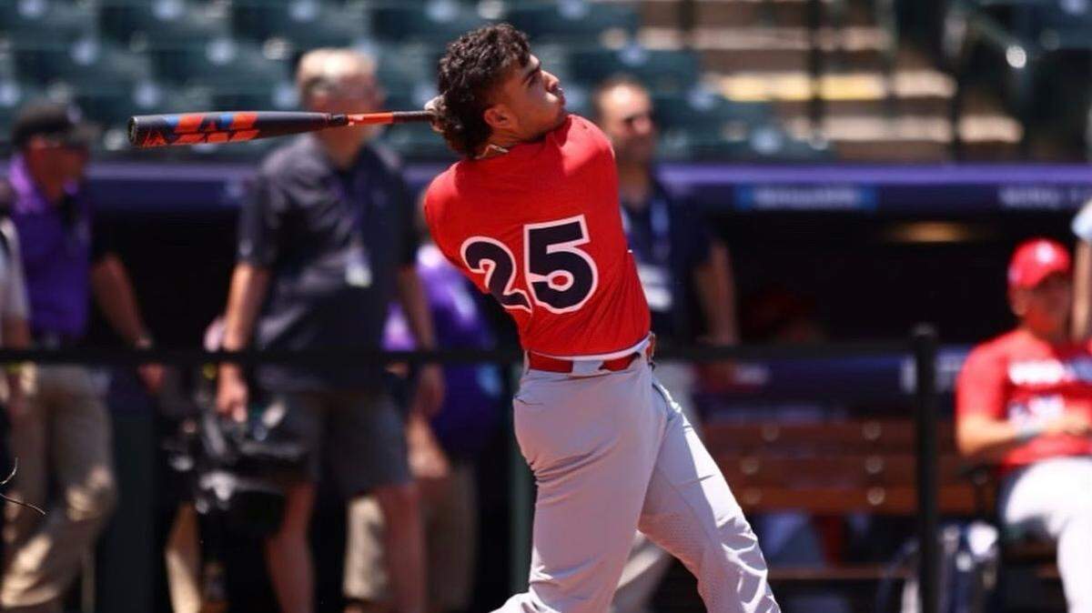 Sal Stewart in the MLB All-Star High School Home Run Derby at Coors Field in Denver.