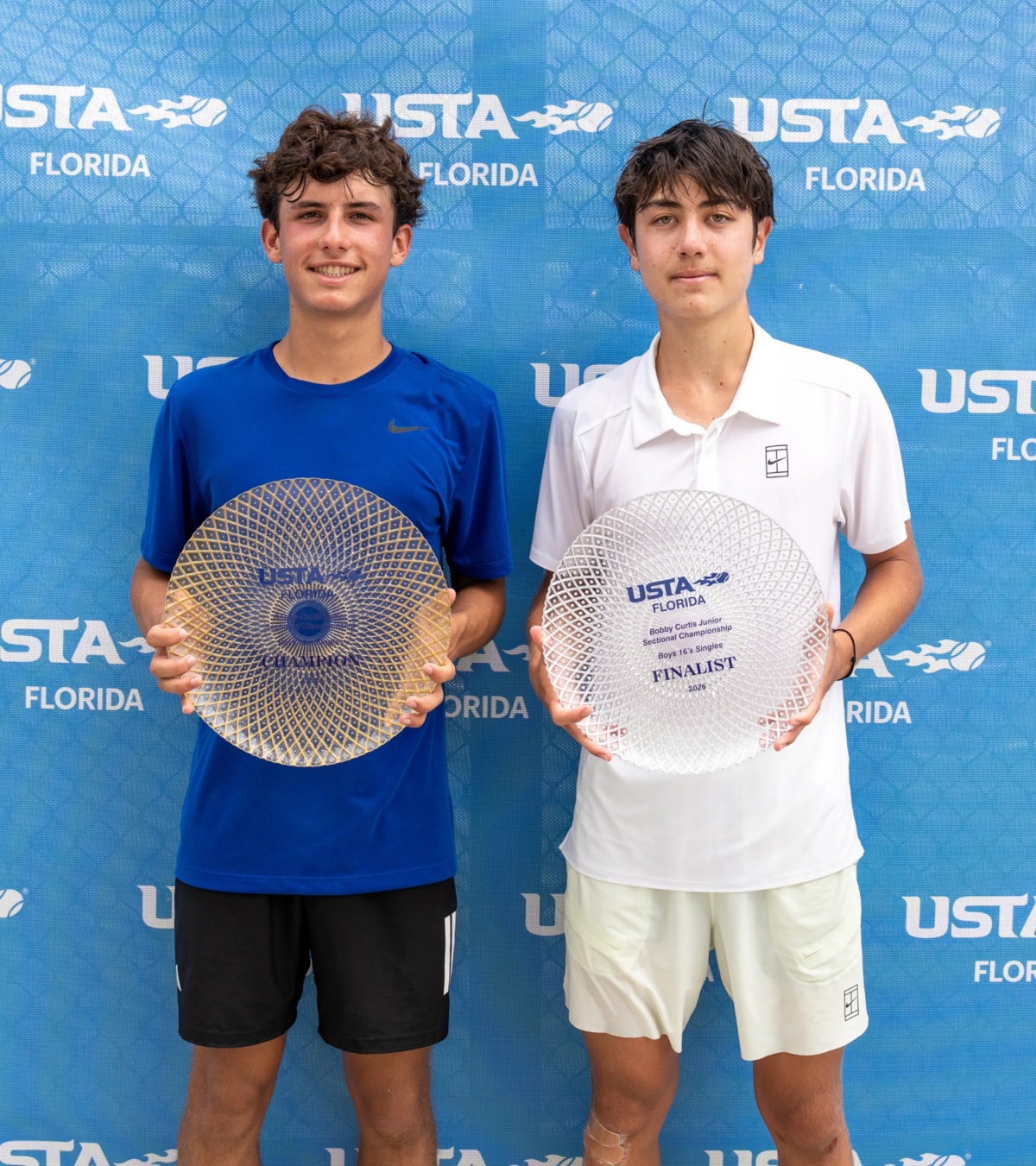USTA Florida Bobby Curtis Junior Boys 16s State Champion Jose Vasquez (left) and Runner-Up Paul Bower.