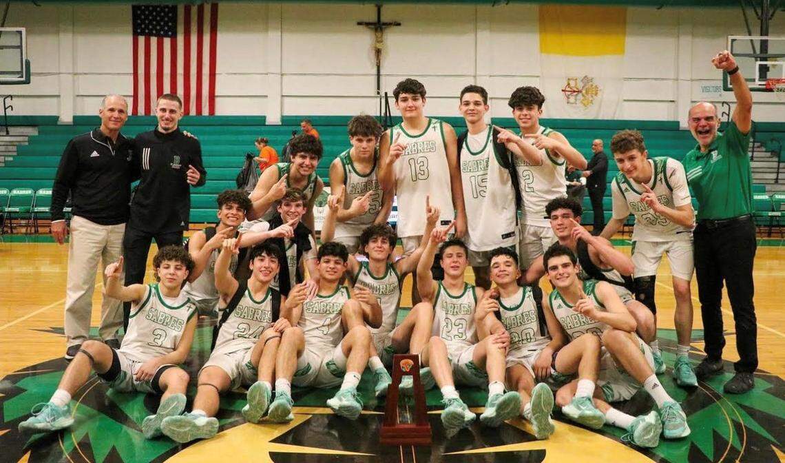 The St. Brendan boys’ basketball team won its first district title.