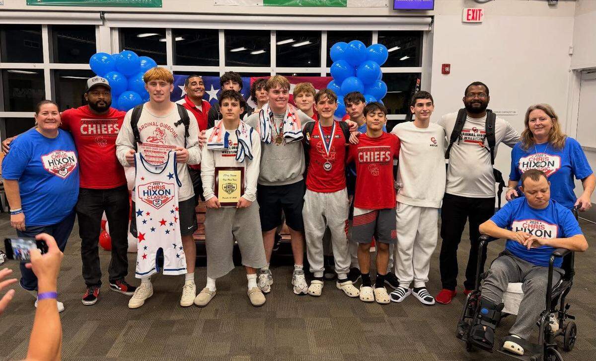 The Cardinal Gibbons boys’ wrestling team won the inaugural Chris Hixon Wrestling Classic at South Plantation High School.