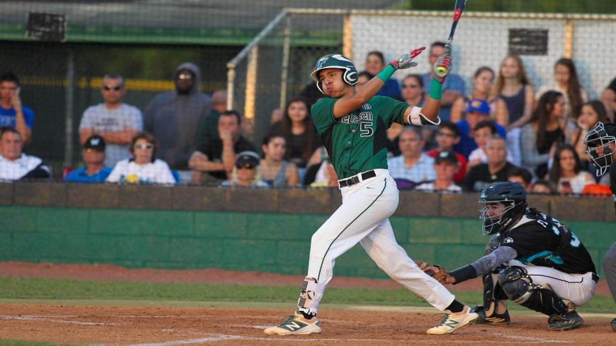 Flanagan's Mark Vientos swings at the ball during a game against McCarthy on Friday, April 8, 2016 at Flanagan High School in Pembroke Pines.