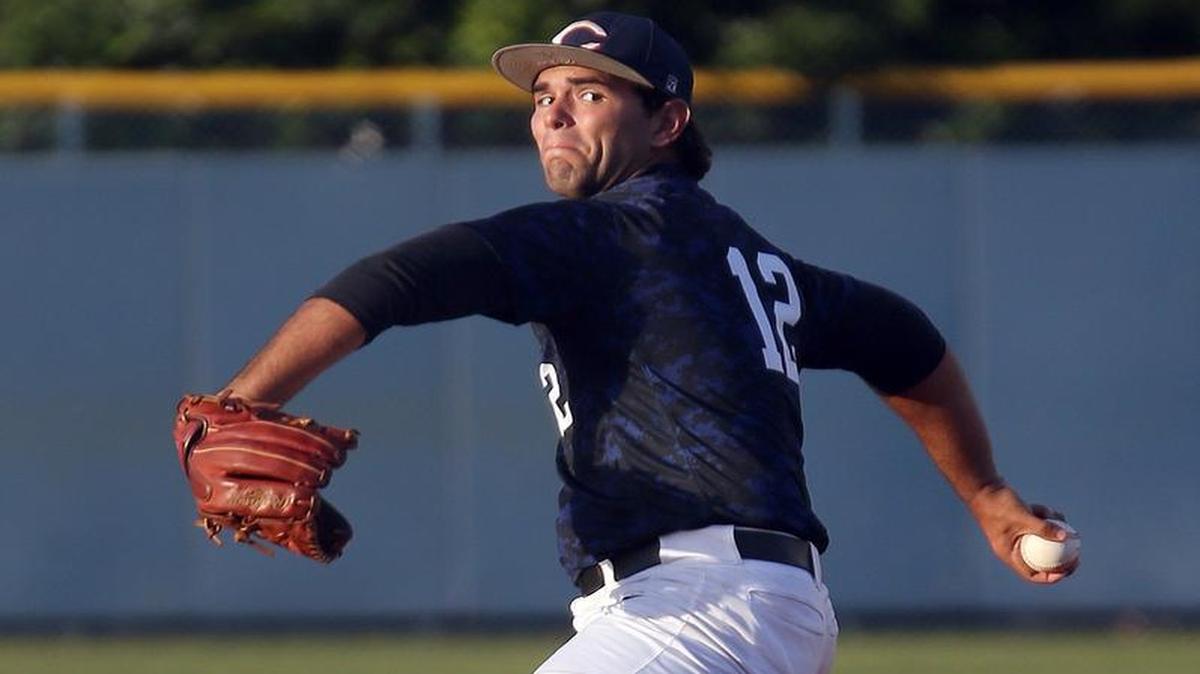 
Chris Coipel throws a pitch during Columbus High’s 1-0 victory against Flanagan on Tuesday, May 12, 2015.
