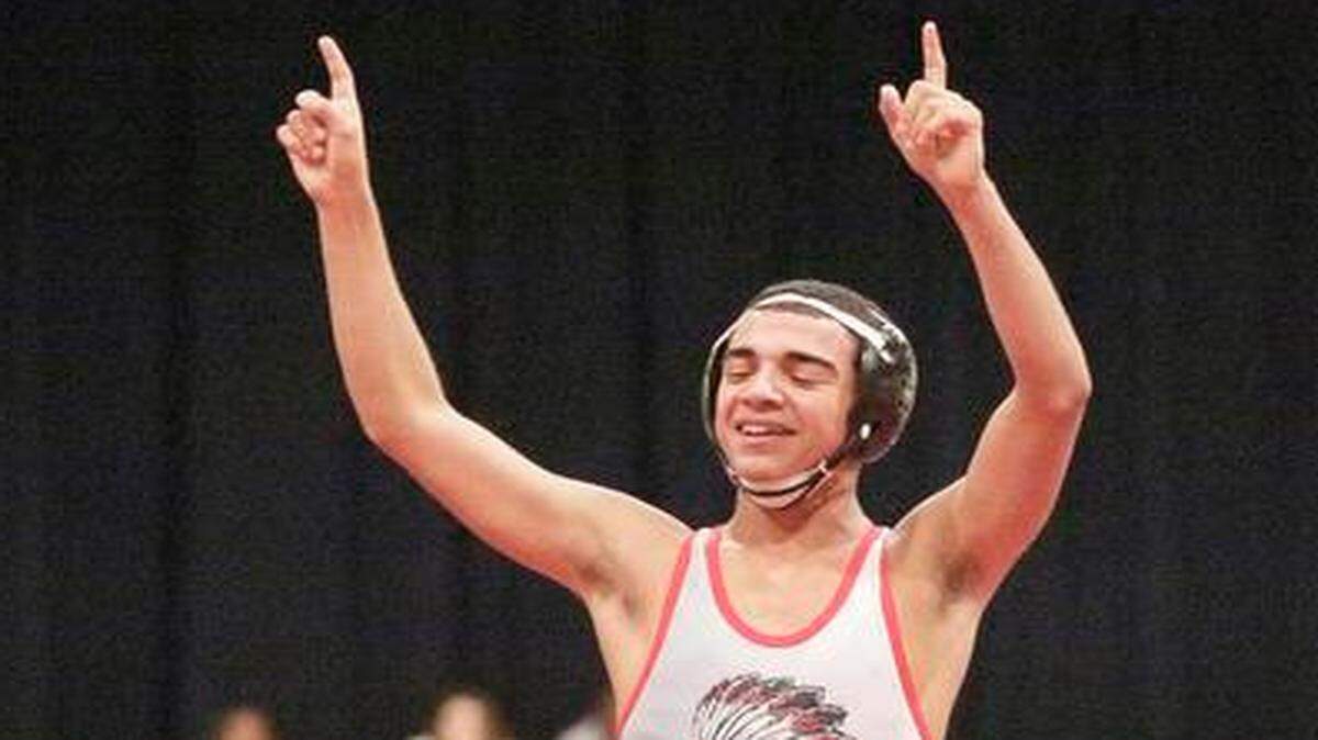 
Cardinal Gibbons’ Gabrial Gibson, shown earlier this season, won his preliminary match at the Region 4-1A wrestling tournament. 
