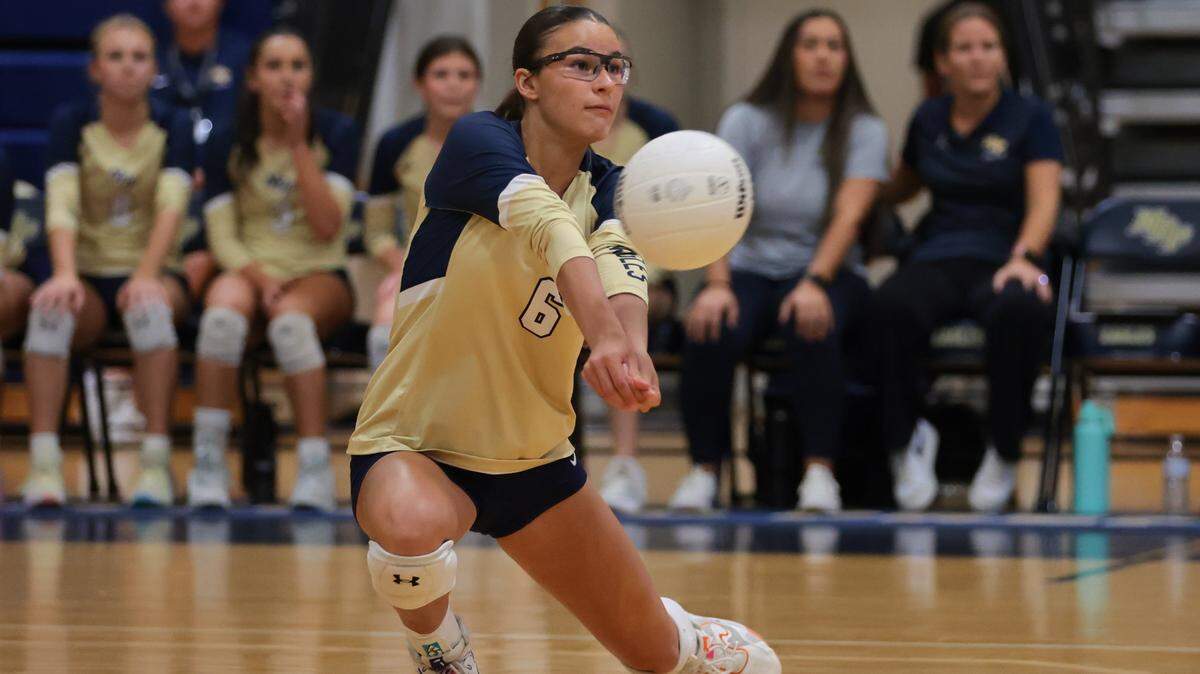 North Broward Prep opposite hitter Yasmin Dias Tonon (6) his the ball against Mater Lakes Academy during the first set of a Region 4-4A girls' volleyball regional final at North Broward Preparatory School in Coconut Creek, Florida, Wednesday, October 29, 2025.