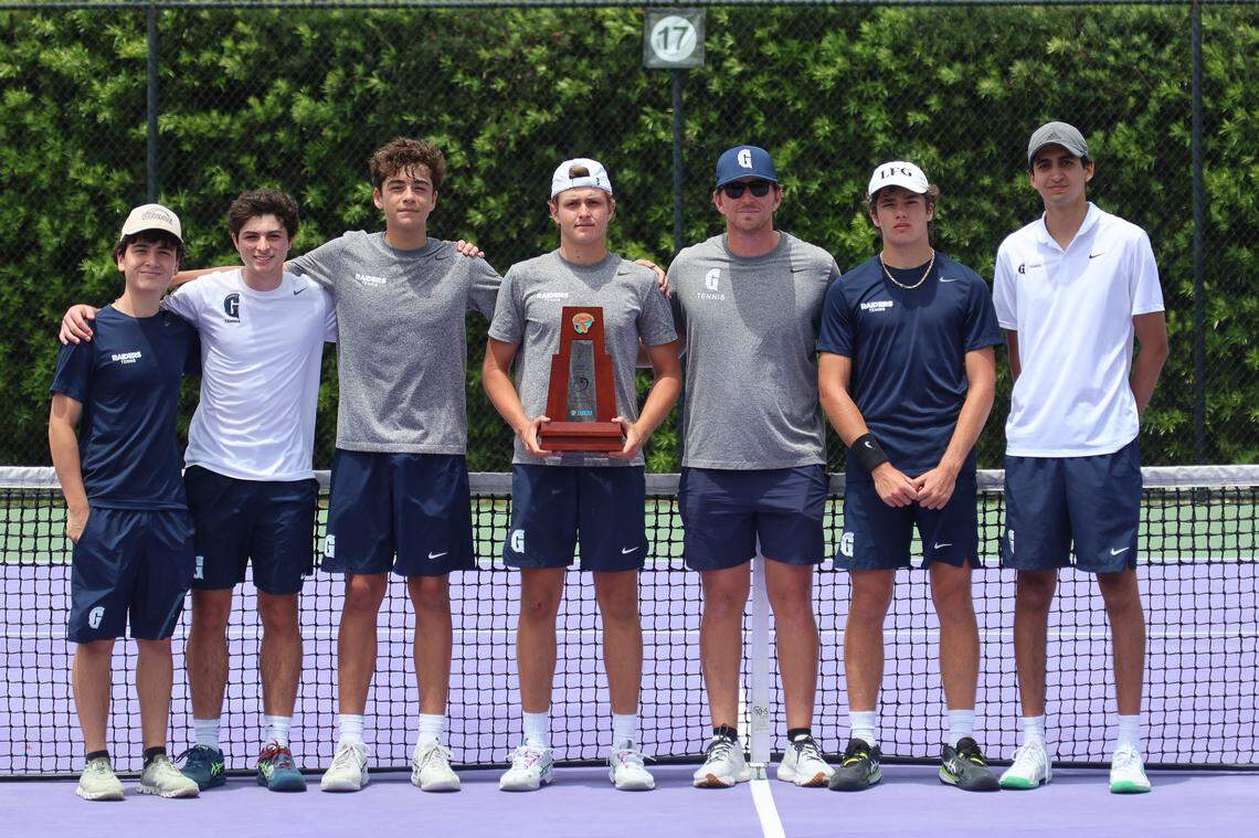 The district champion Gulliver Prep boys’ tennis team.
