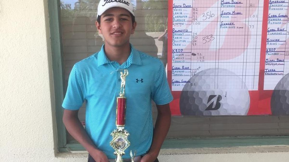Coral Reef’s Anthony Amoroso won his first GMAC boys’ golf championship Monday at the Redland Golf and Country Club.