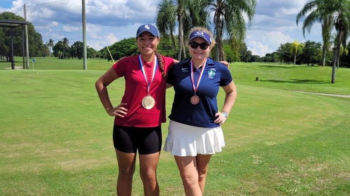 Miami Springs golfer Gia Culler-Guerra (left) won the GMAC girls’ title for the second consecutive season, and Oakley Sever of TERRA was third.