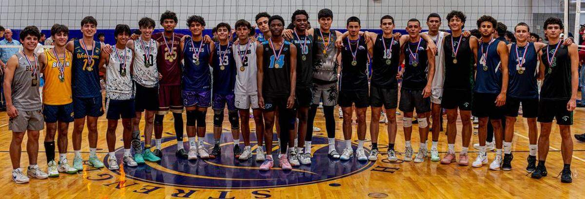 The South team at the annual Miami-Dade High School Boys’ Volleyball All-Star Game.