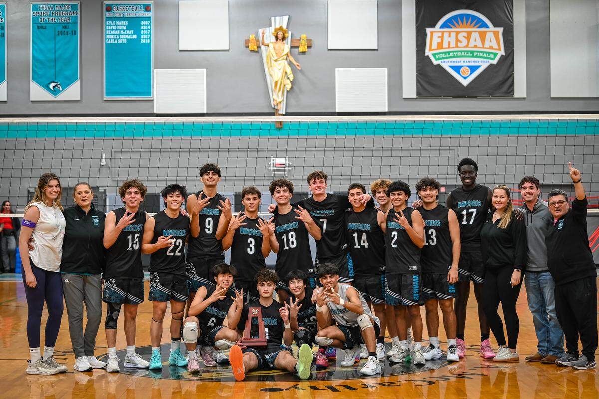 The region champion Archbishop McCarthy boys’ volleyball team.