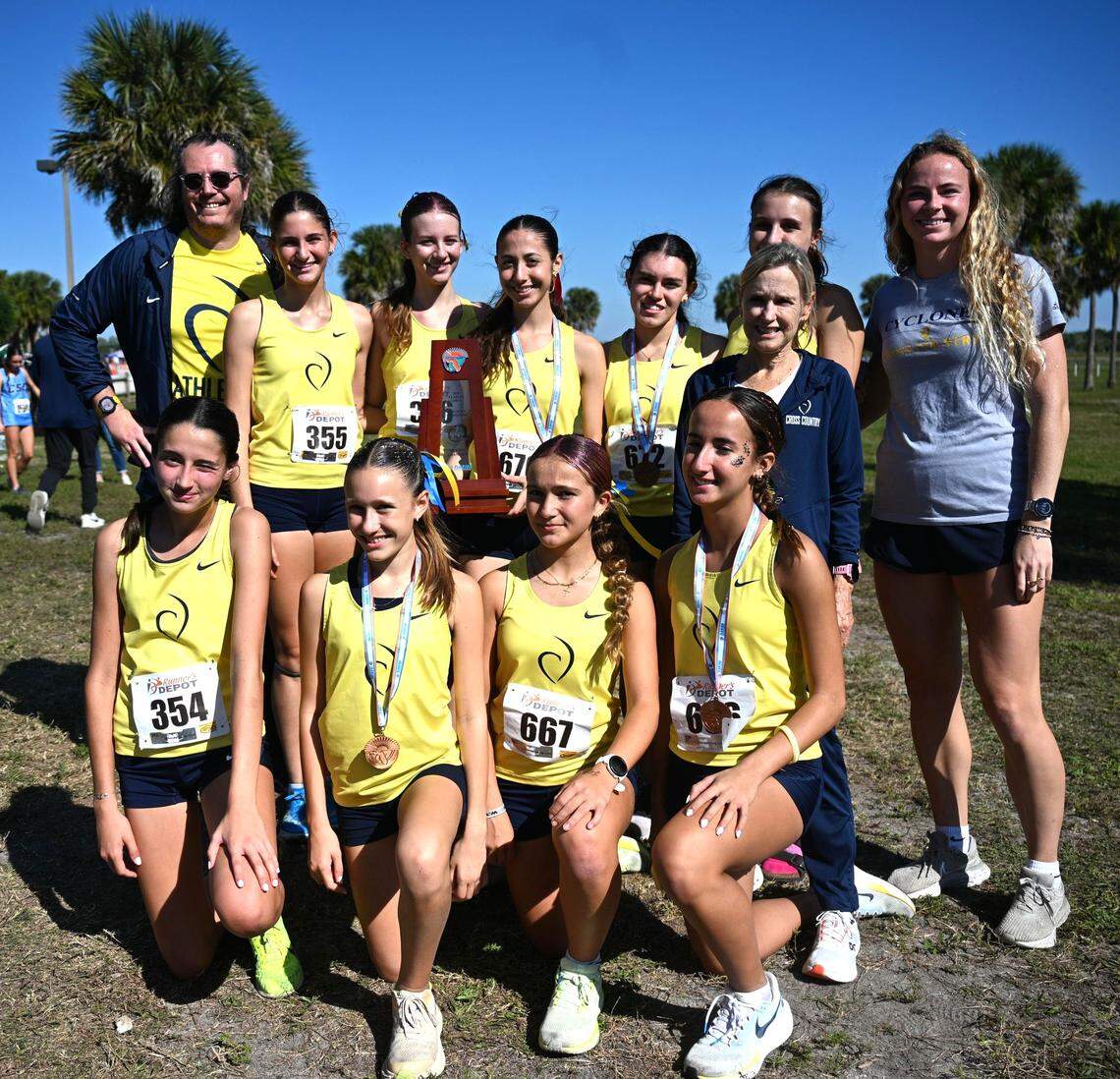 The Carrollton girls’ cross-country teams was fourth in Class 2A at the FHSAA State Cross-Country Championships at Apalachee Regional Park in Tallahassee.