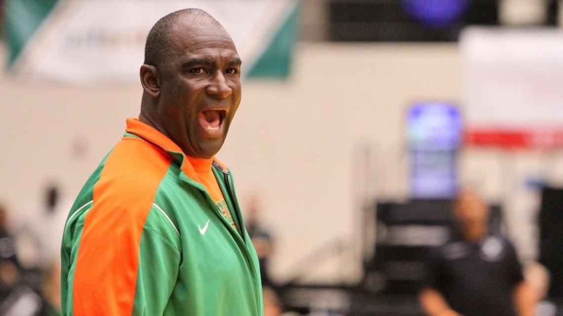 Ely coach Melvin Randall is pictured during the FHSAA 7A final Saturday February 27, 2016 in Lakeland, Florida.