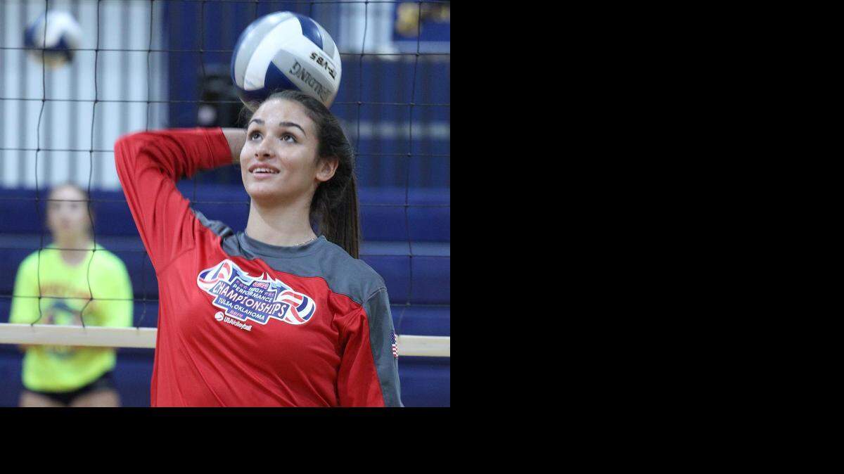 
Palmer Trinity 's volleyball standout, Ashley Quero, 17, practices after school on Monday, September 29, 2014.
