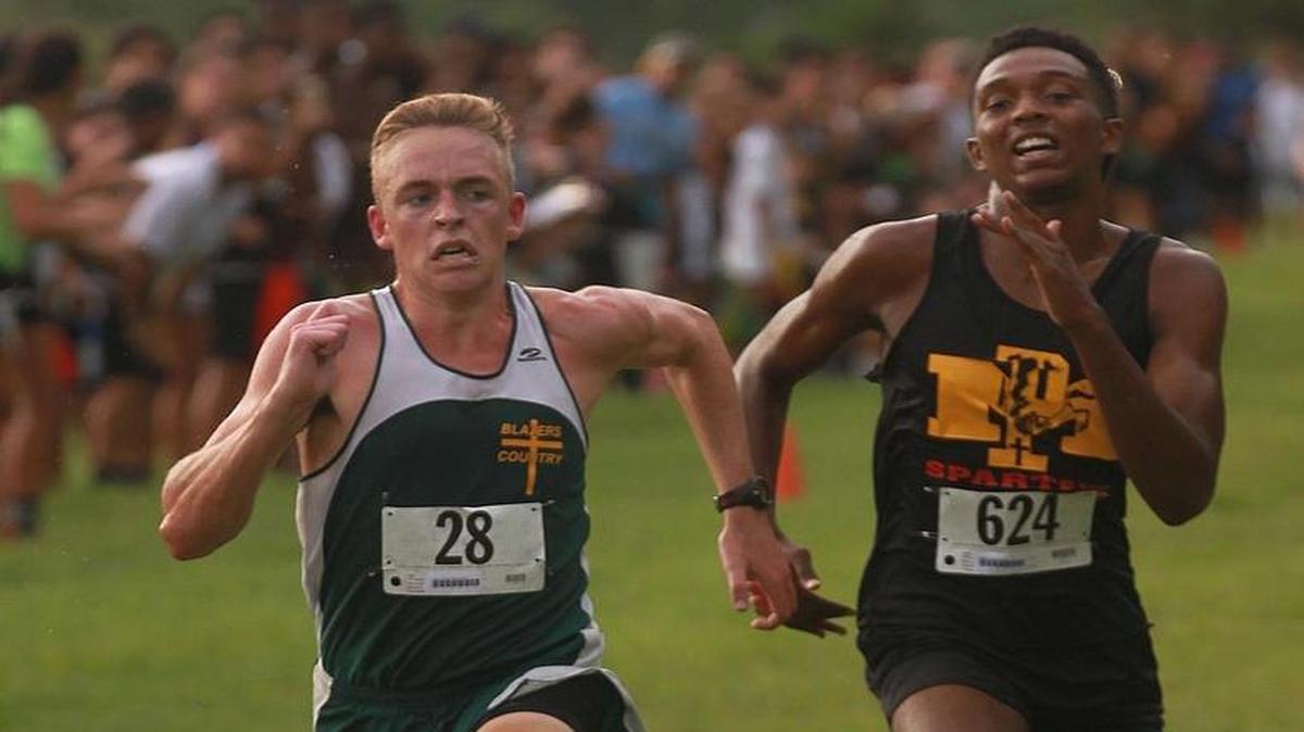 
Boca Raton Christian’s Tucker Hindle edges Pace’s Joshua Clethen to win the Ferguson Falcon Invitational cross-country meet Thursday.
