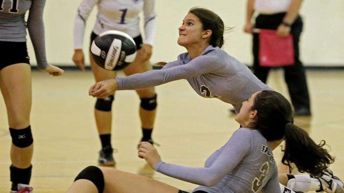 
Nice save: Ferguson's Jordanna Torres returns a shot against Southwest during the finals of the GMAC volleyball tournament on Tuesday night.
