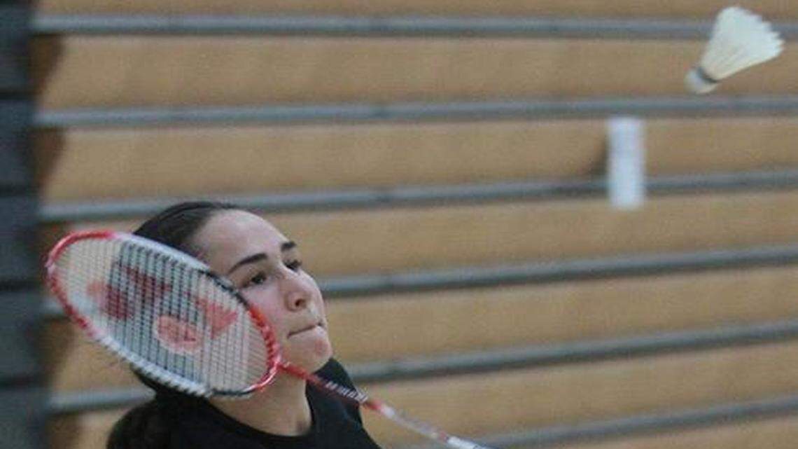 
Katherine Espinosa of Sunset High won the GMAC girls’ badminton championship at Braddock High School in Miami on April 14, 2015.
