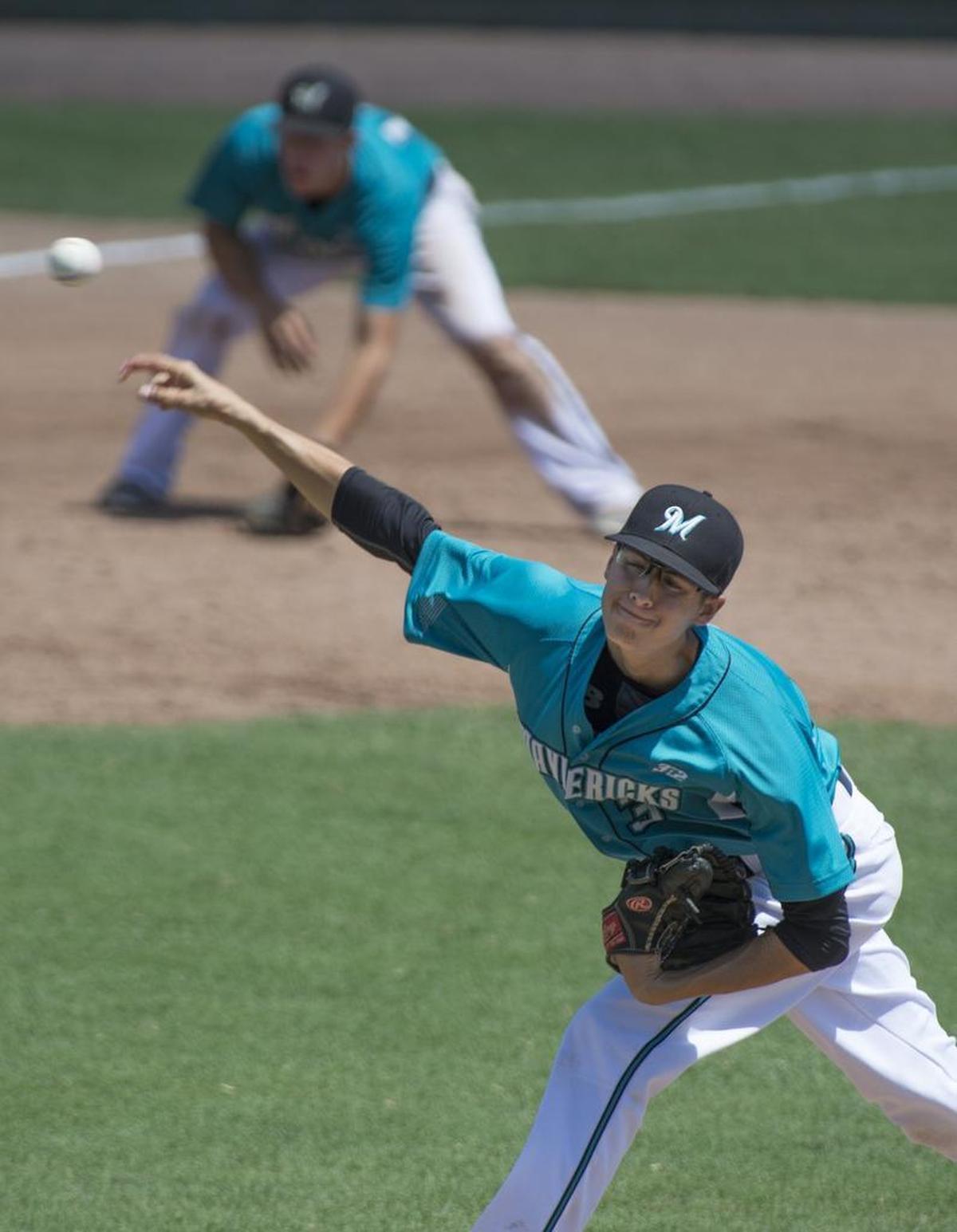 Archbishop McCarthy pitcher Brian Van Belle throws in the third inning against Tampa Robinson in a Class 5A state semifinal at JetBlue Park in Fort Myers on Friday, May 15, 2015.