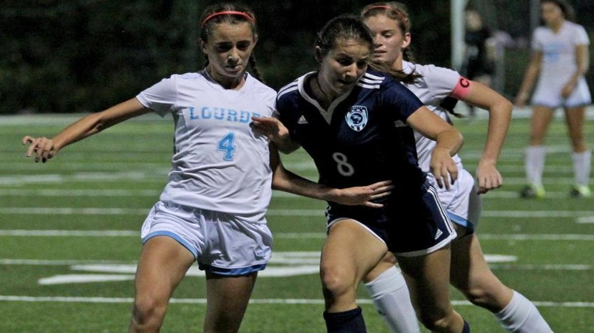 The Lourdes soccer team, shown last week against Palmetto, advanced to the state final by defeating Lithia Newsome 1-0 on Friday, Feb. 5, 2016, in a Class 5A state semifinal at Melbourne High School.