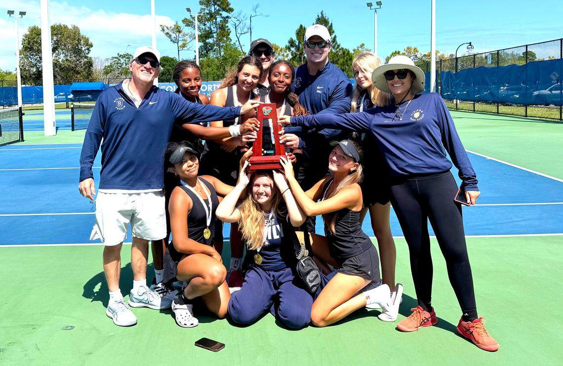The district champion Riviera Prep girls’ tennis team.