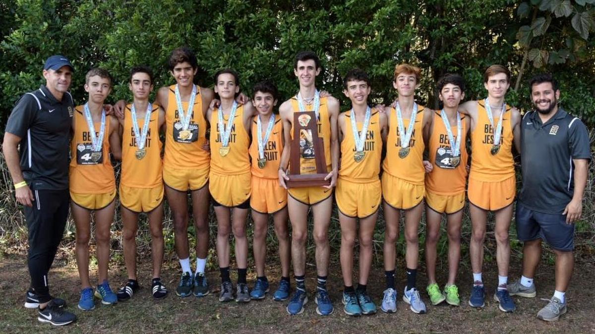 Belen Jesuit’s cross-country team (pictured here) won the Class 3A boys’ state championship on Saturday morning at Apalachee Regional Park in Tallahassee.