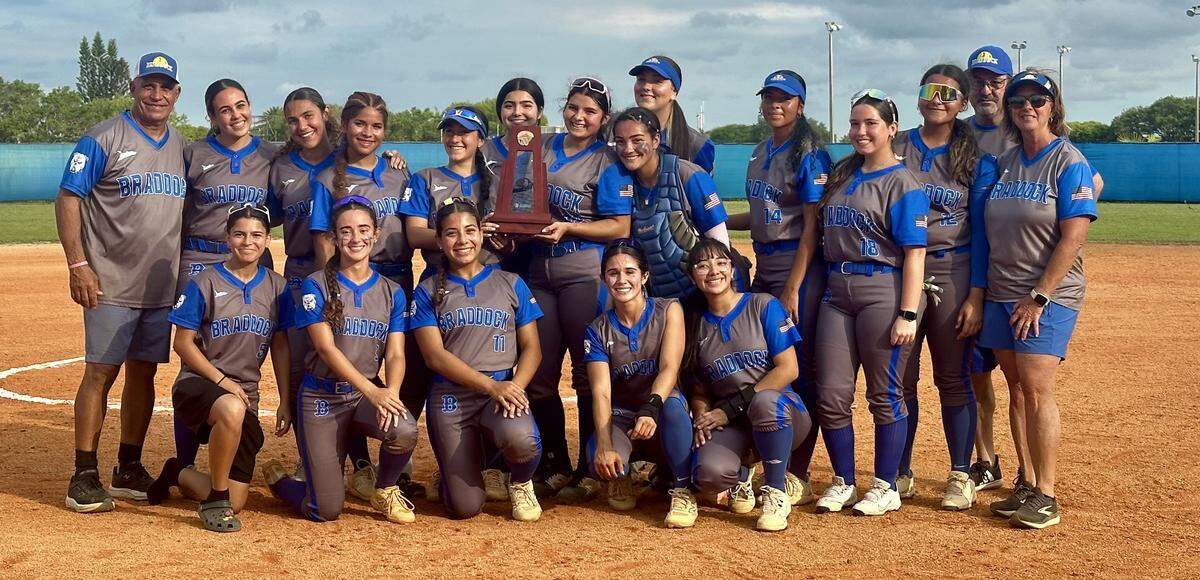 The district champion Braddock softball team.