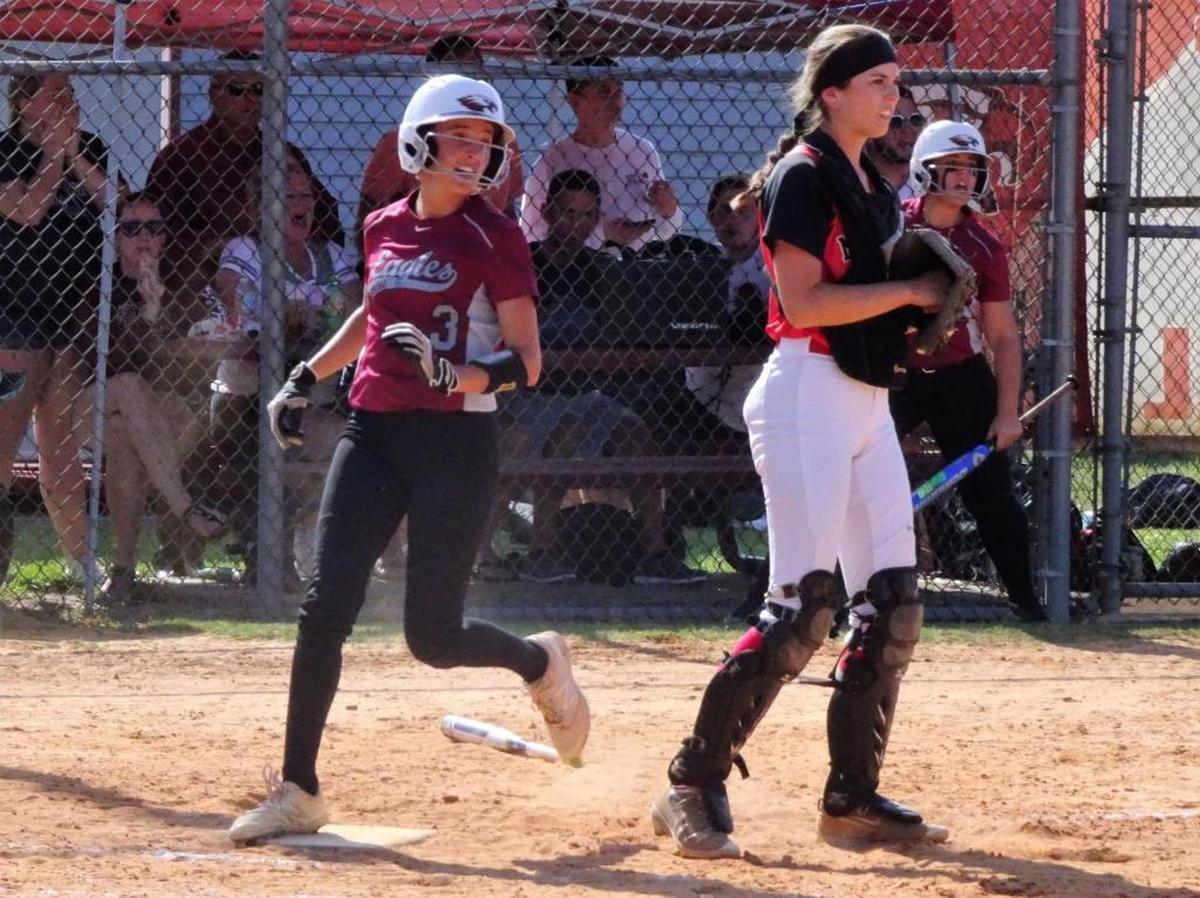 Junior Sammy Gedrin scores what turned out to be the winning run in the fourth inning of Douglas' 3-2 win over Monarch in the Region 9-3A semifinal playoff game Tues., May 9, 2017 at Stoneman Douglas High School.