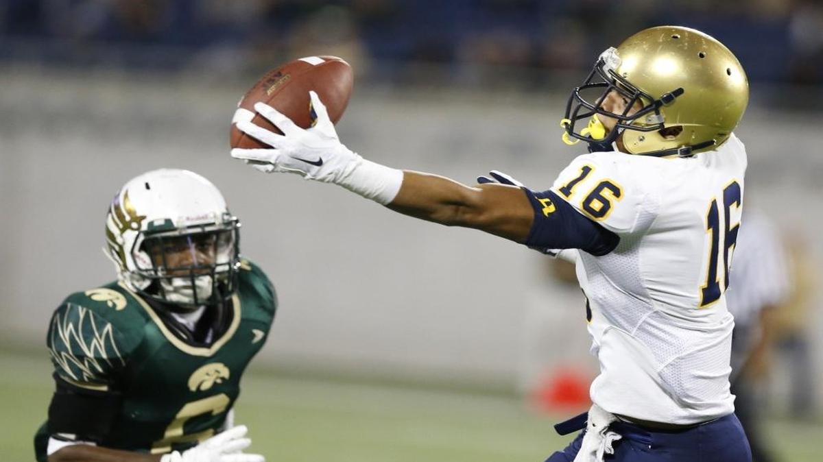 St. Thomas wide receiver Trevon Grimes, right, will be a star among stars on the field against Bishop Gorman.