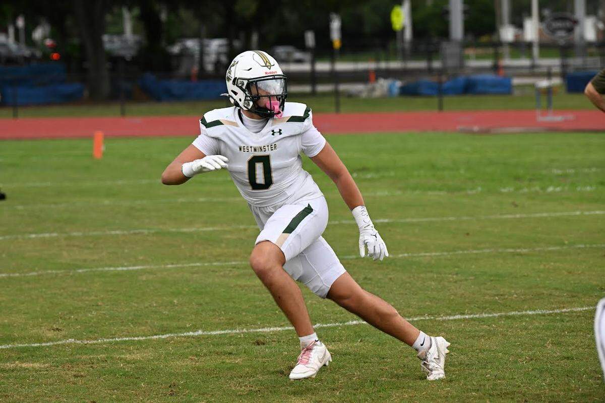 Daniel Fernandez Jr. of the Westminster Christian football team.