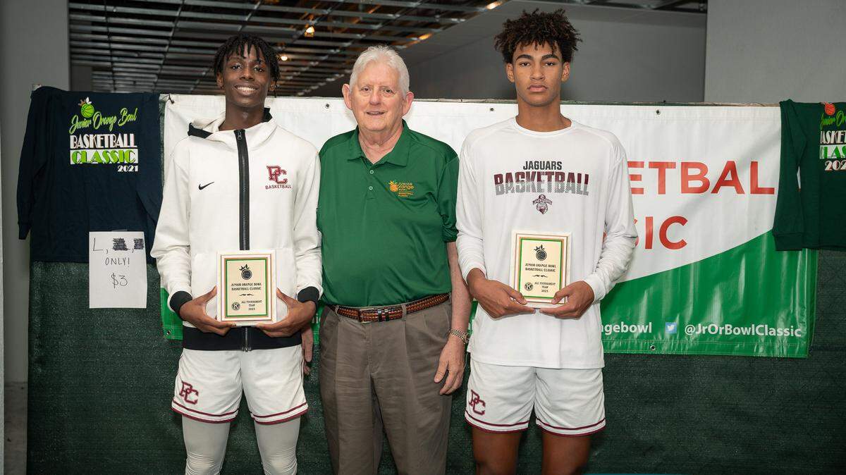 Pembroke Pines Charter seniors Jeremy Elyzee and Josh Harris were selected All Tournament at the Junior Orange Bowl Basketball Tournament.