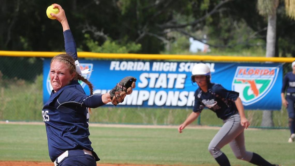 Can the Panthers extend the longest state championship streak in the history of Broward County fast-pitch softball this season without All-American pitcher Ally Muraskin? Muraskin is shown in this May 19, 2017.