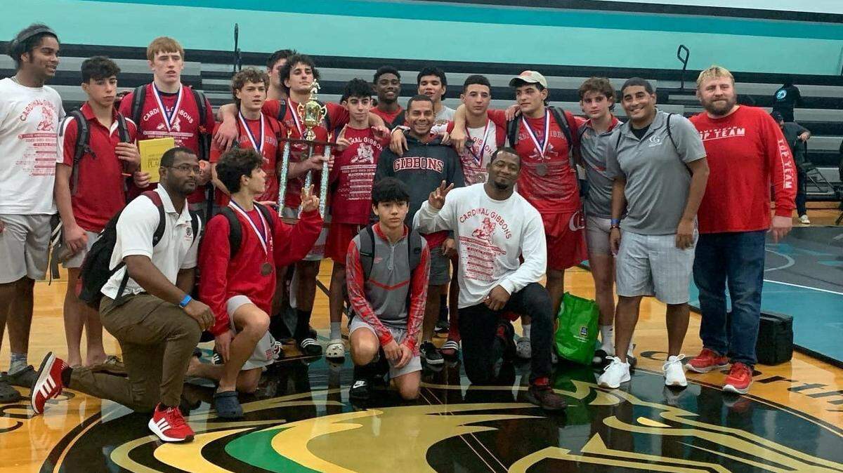 The Cardinal Gibbons wrestling team.