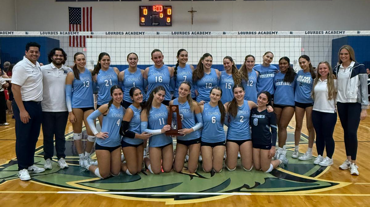 The district champion Lourdes girls’ volleyball team.