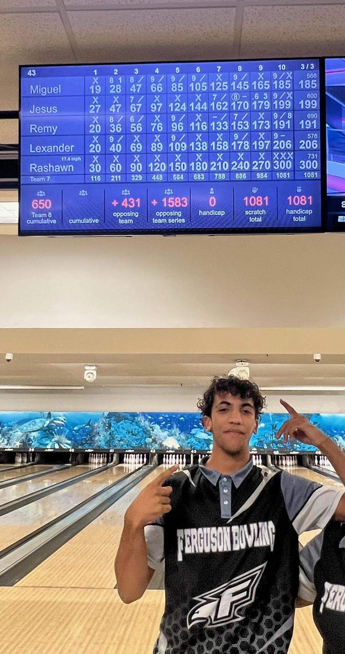 Rashawn Viart of the Ferguson boys’ bowling team.