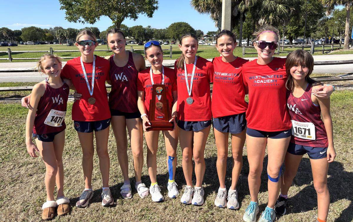 The Westminster Academy girls’ cross-country team won the FHSAA Region 4-1A title.