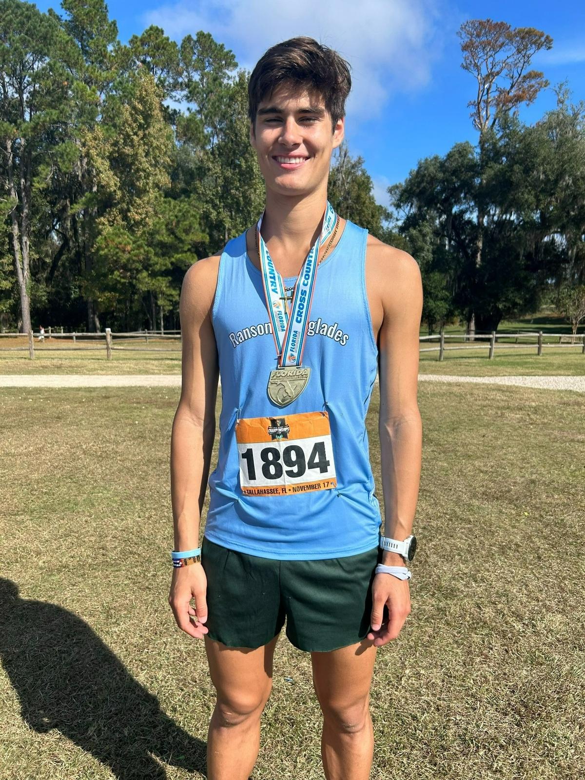 Ransom Everglades’ David “Chuli” Serra won his first ever state cross-country championship at the Class 2A meet on Friday morning at Apalachee Regional Park in Tallahassee, Fla.