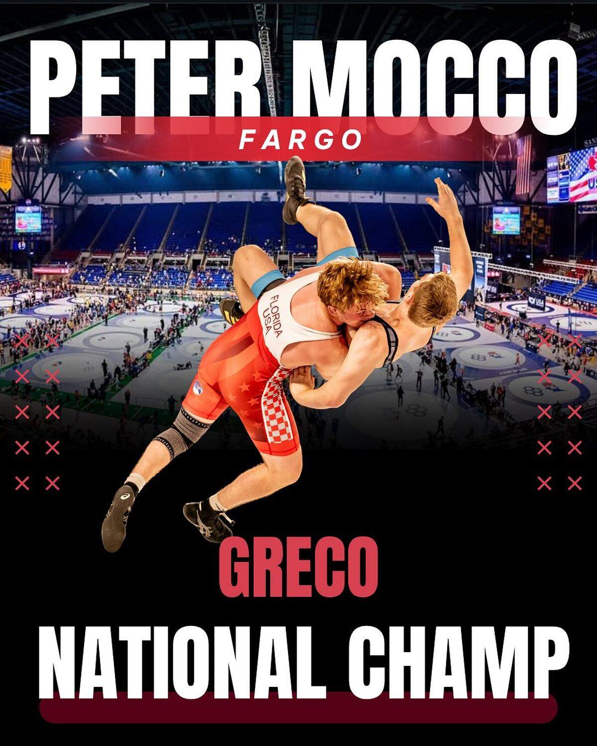 Peter Mocco of Cardinal Gibbons won gold in the Greco-Roman Boys’ 16U Division (190 pounds) at the 2025 US Marine Corps Junior Nationals in Fargo, North Dakota.