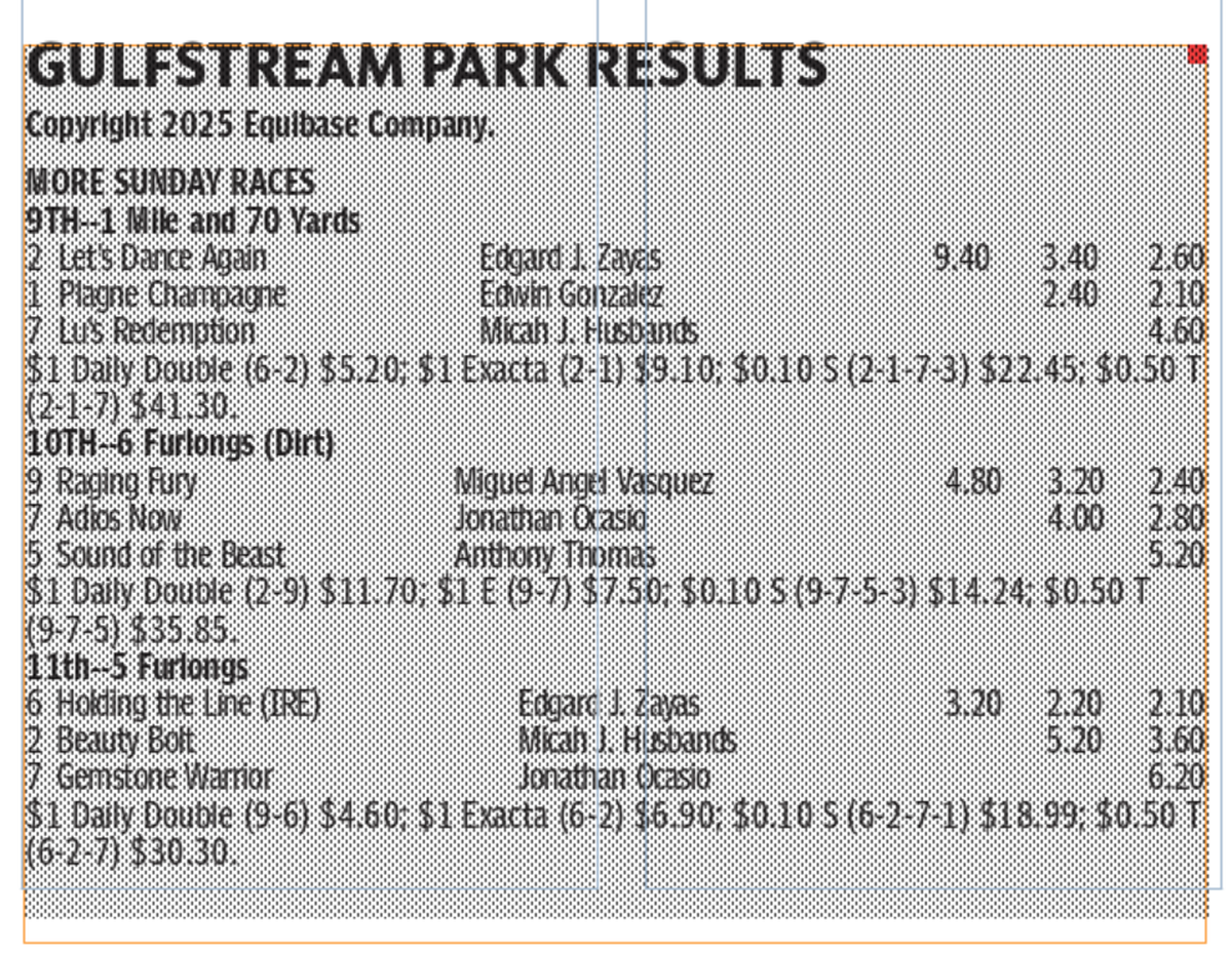 Gulfstream Park results for Sunday, Nov. 9, 2025 (Races 9-11)